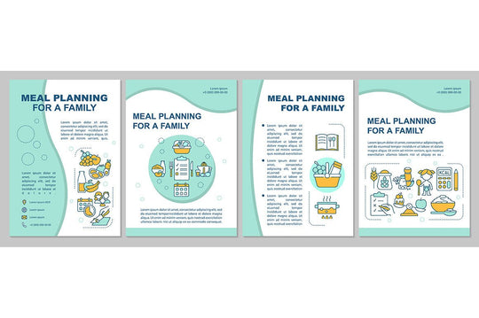 Meal planning for family blue brochure templates bundle