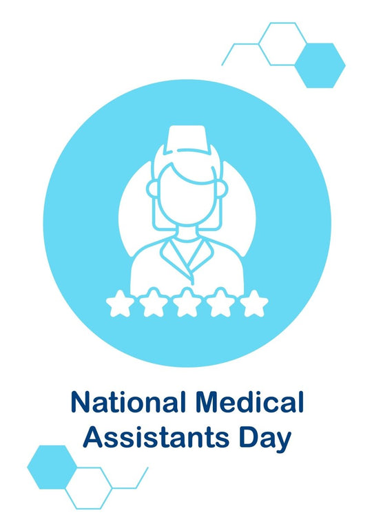 Medical assistants week greeting cards with glyph icon element set