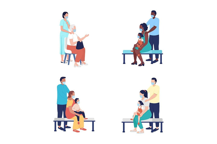 Medical consultation flat color vector character set