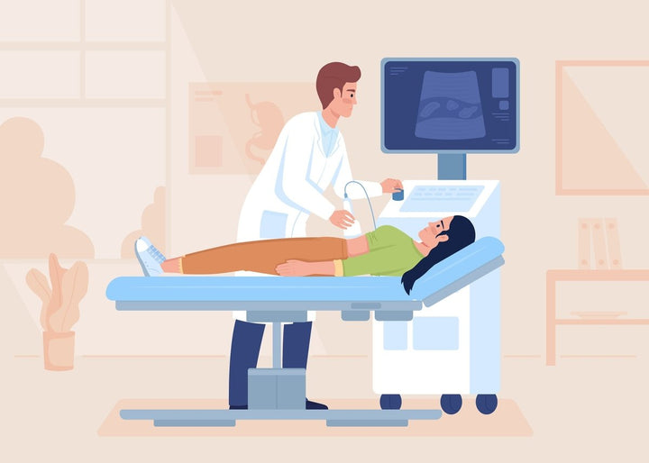 Medical examination and consultation flat color vector illustrations set
