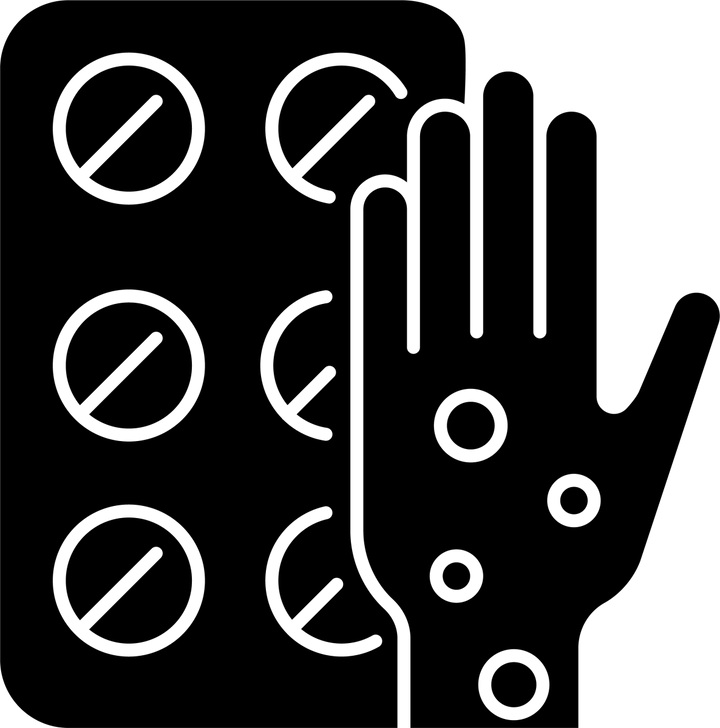 Medical treatment black glyph icons set on white space