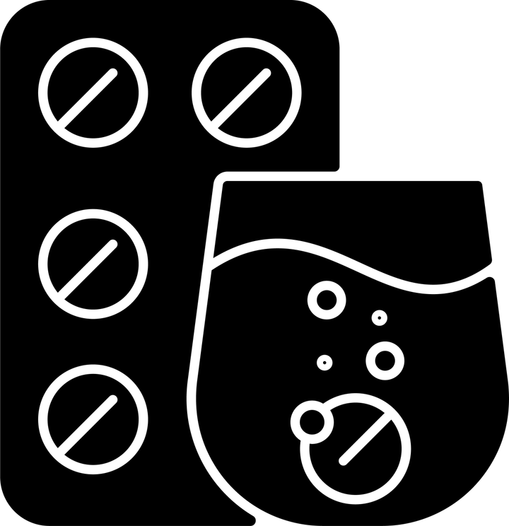 Medical treatment black glyph icons set on white space
