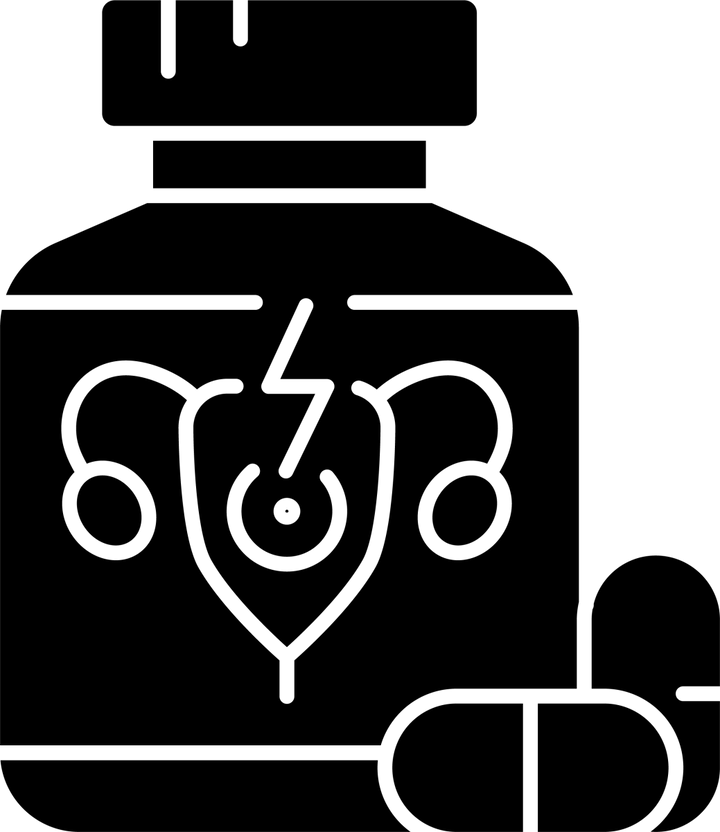 Medical treatment black glyph icons set on white space