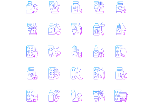 Medical Treatment Gradient Icons Bundle