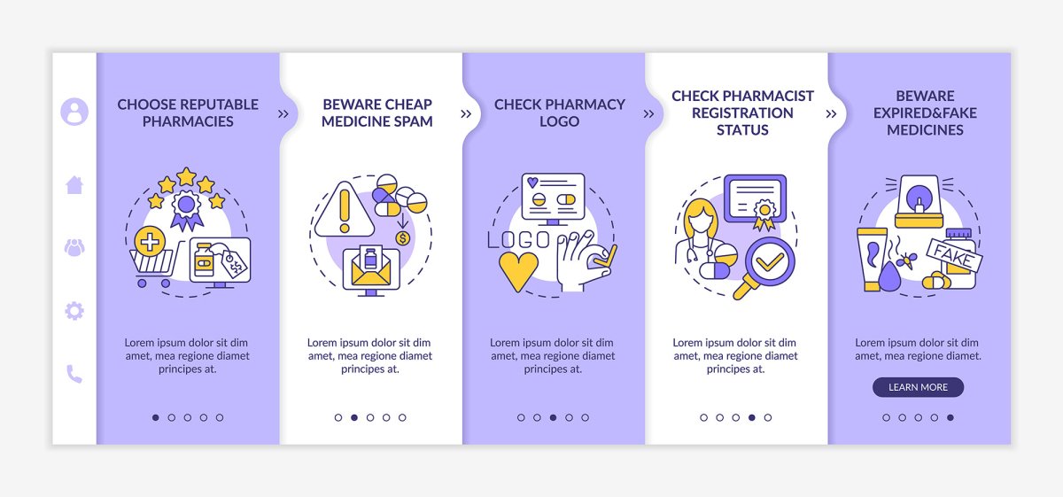 Medicine online tips onboarding vector template set