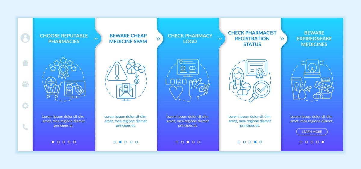 Medicine online tips onboarding vector template set