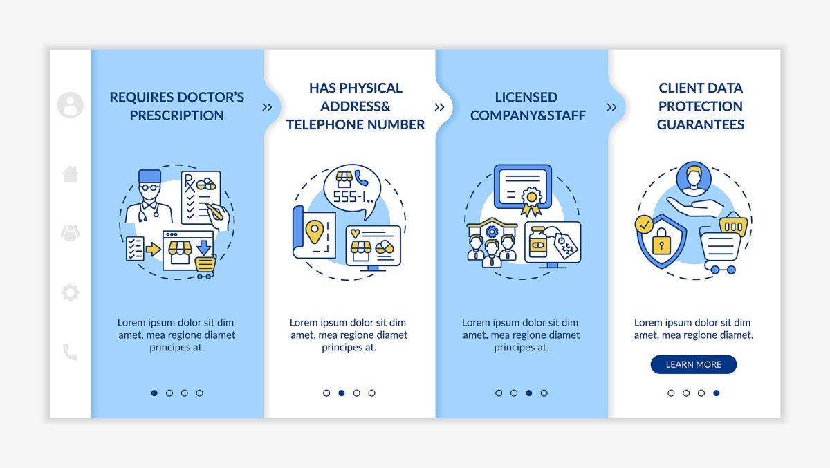 Medicine online tips onboarding vector template set