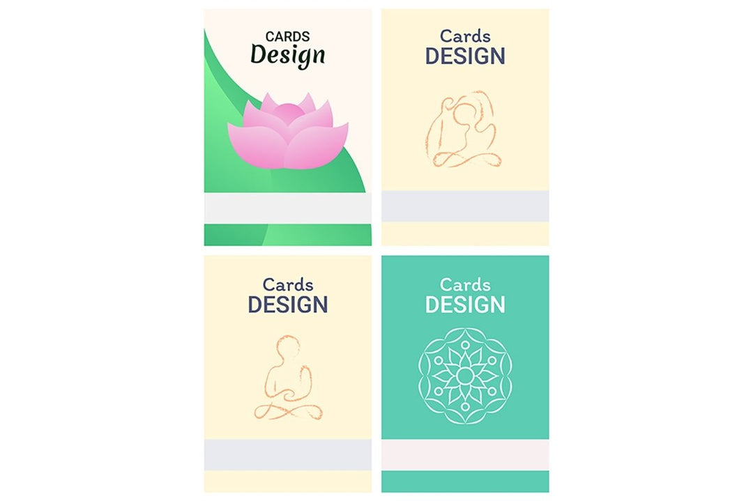 Meditation vector card design template set