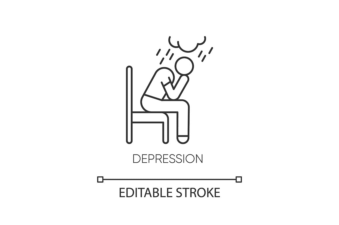 Mental disorder linear icons set