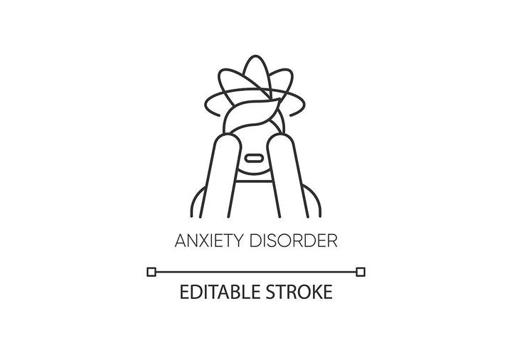 Mental disorder linear icons set