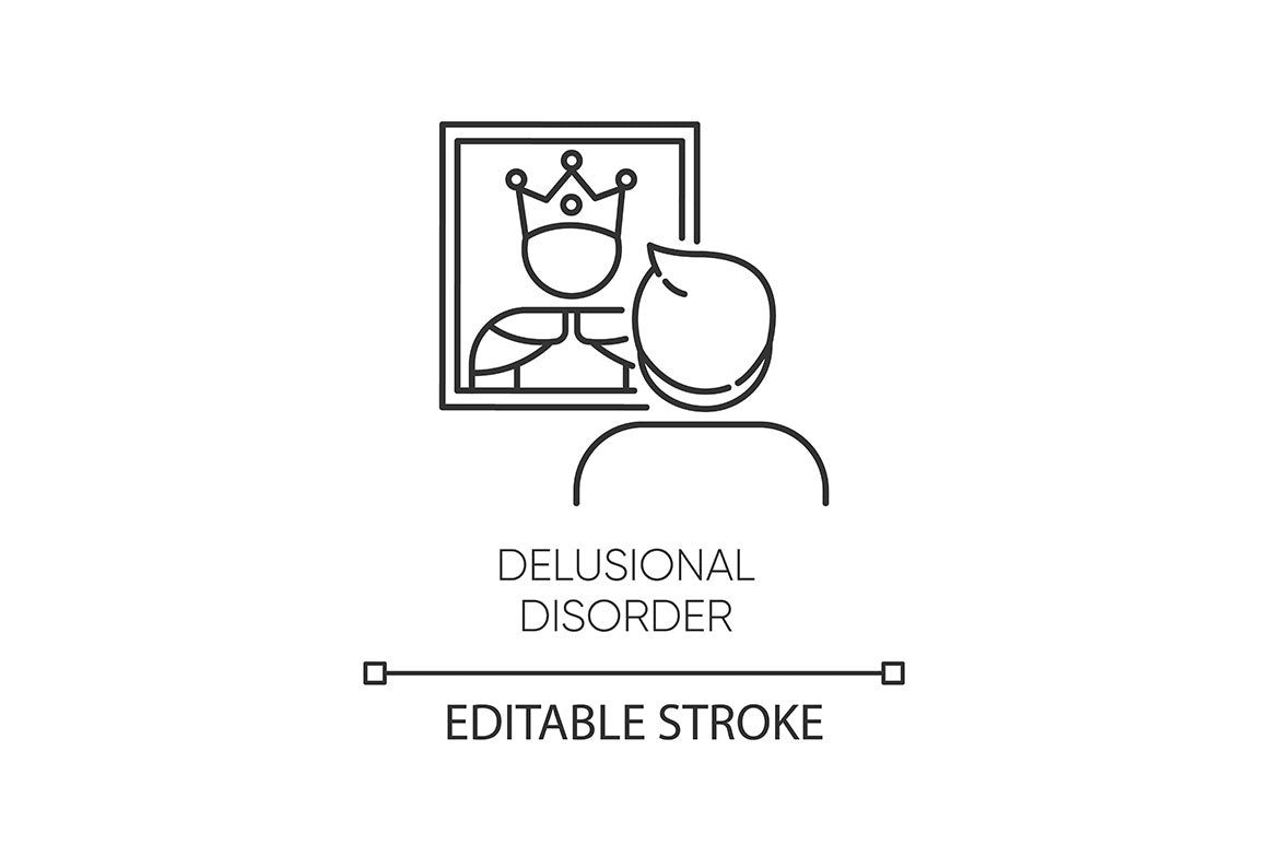 Mental disorder linear icons set
