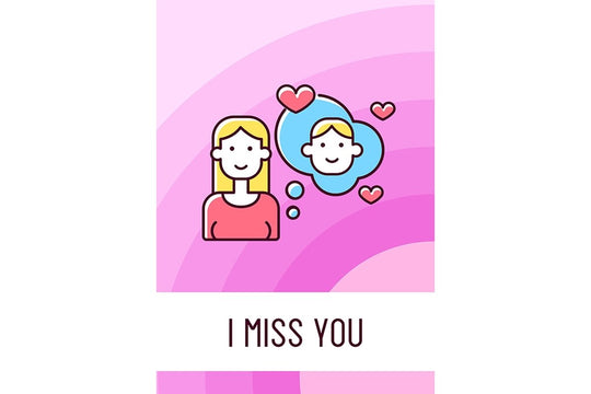 Message for partner greeting card with color icon element set