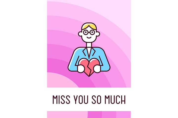 Message for partner greeting card with color icon element set