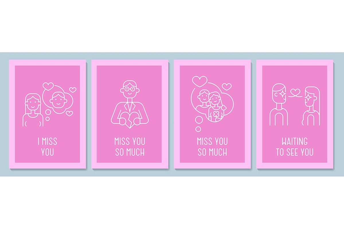 Message for partner postcard with linear glyph icon set