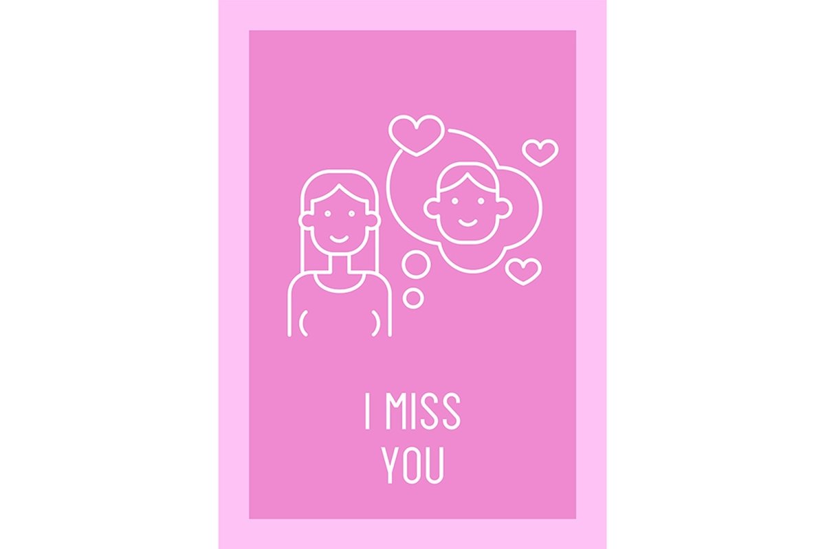 Message for partner postcard with linear glyph icon set