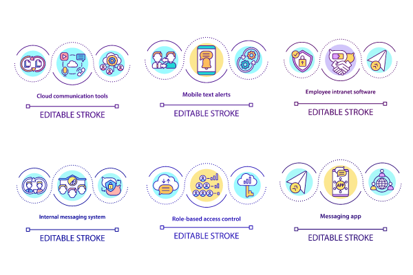 Messaging App Concept Icons Bundle