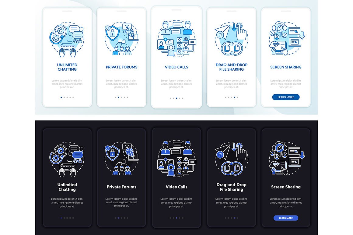 Messaging Software App Screens Bundle