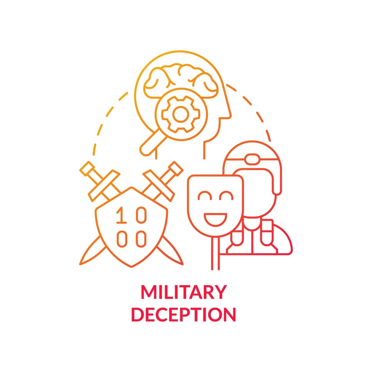 Military deception red gradient concept icon