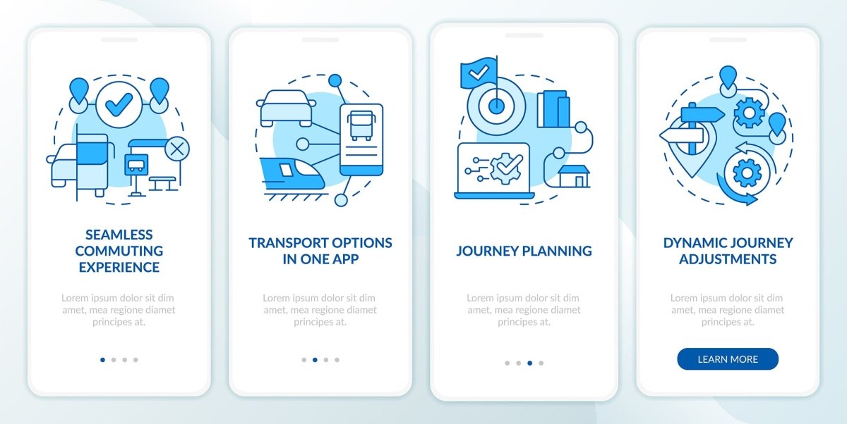 Mobility services mobile app screen set