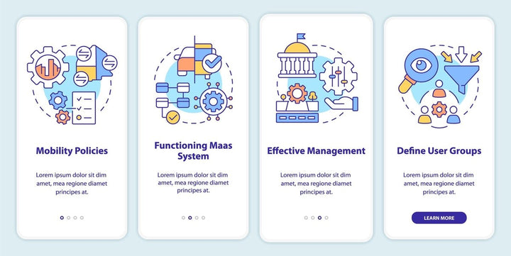 Mobility services mobile app screen set