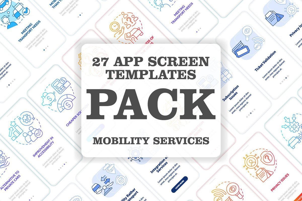 Mobility services mobile app screen set