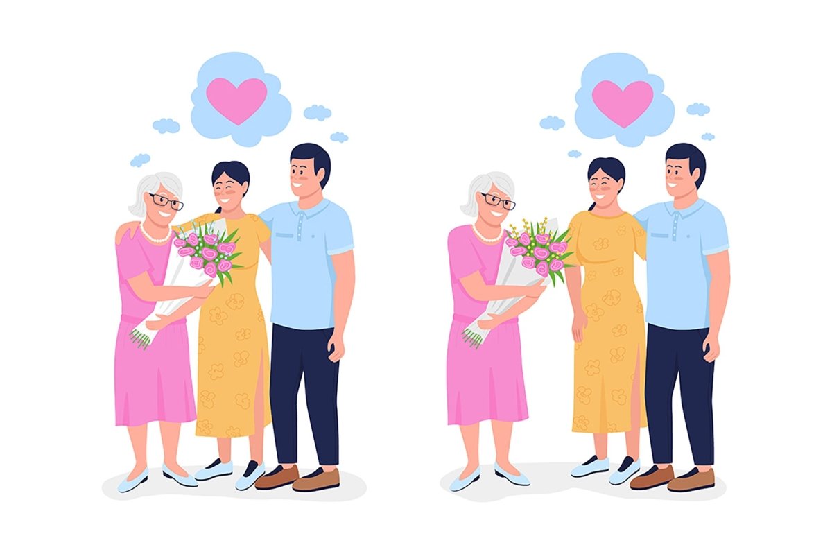 Mom expressing color vector characters set