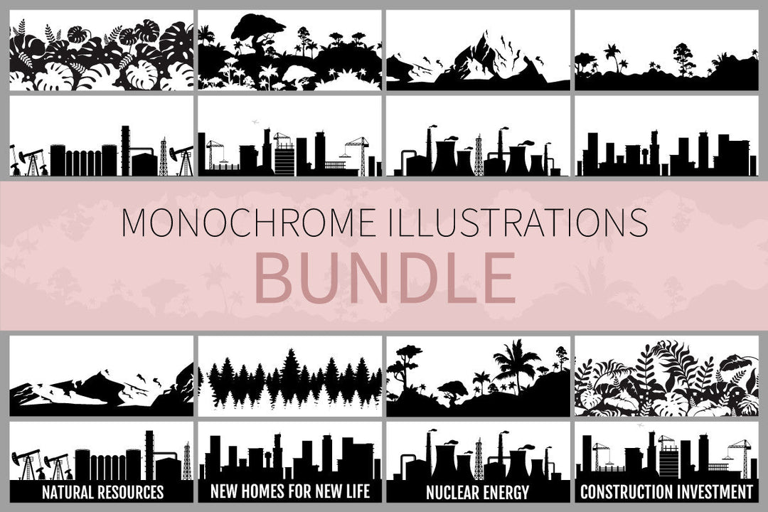 Monochrome illustrations bundle