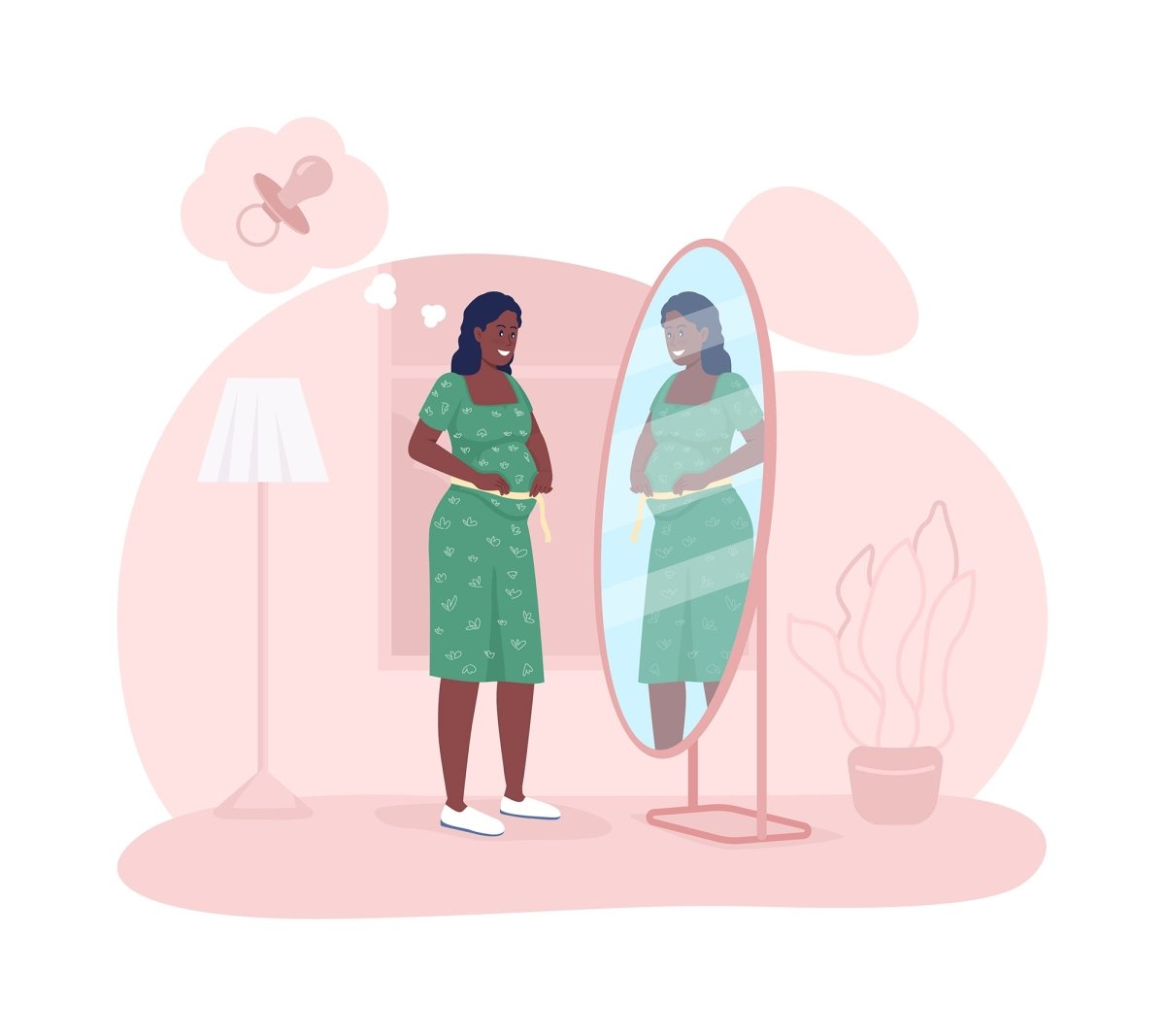 Mother expecting baby 2D vector isolated illustration set