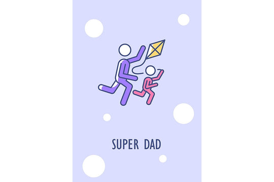 Mothers and fathers day greeting card with color icon element set