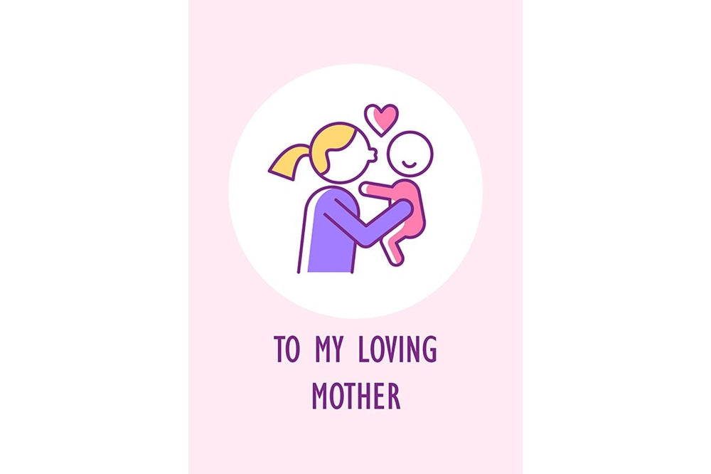 Mothers and fathers day greeting card with color icon element set