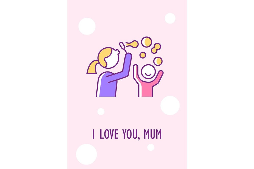Mothers and fathers day greeting card with color icon element set