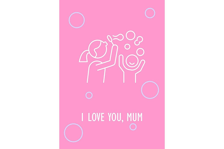 Mothers and fathers day postcard with linear glyph icon set