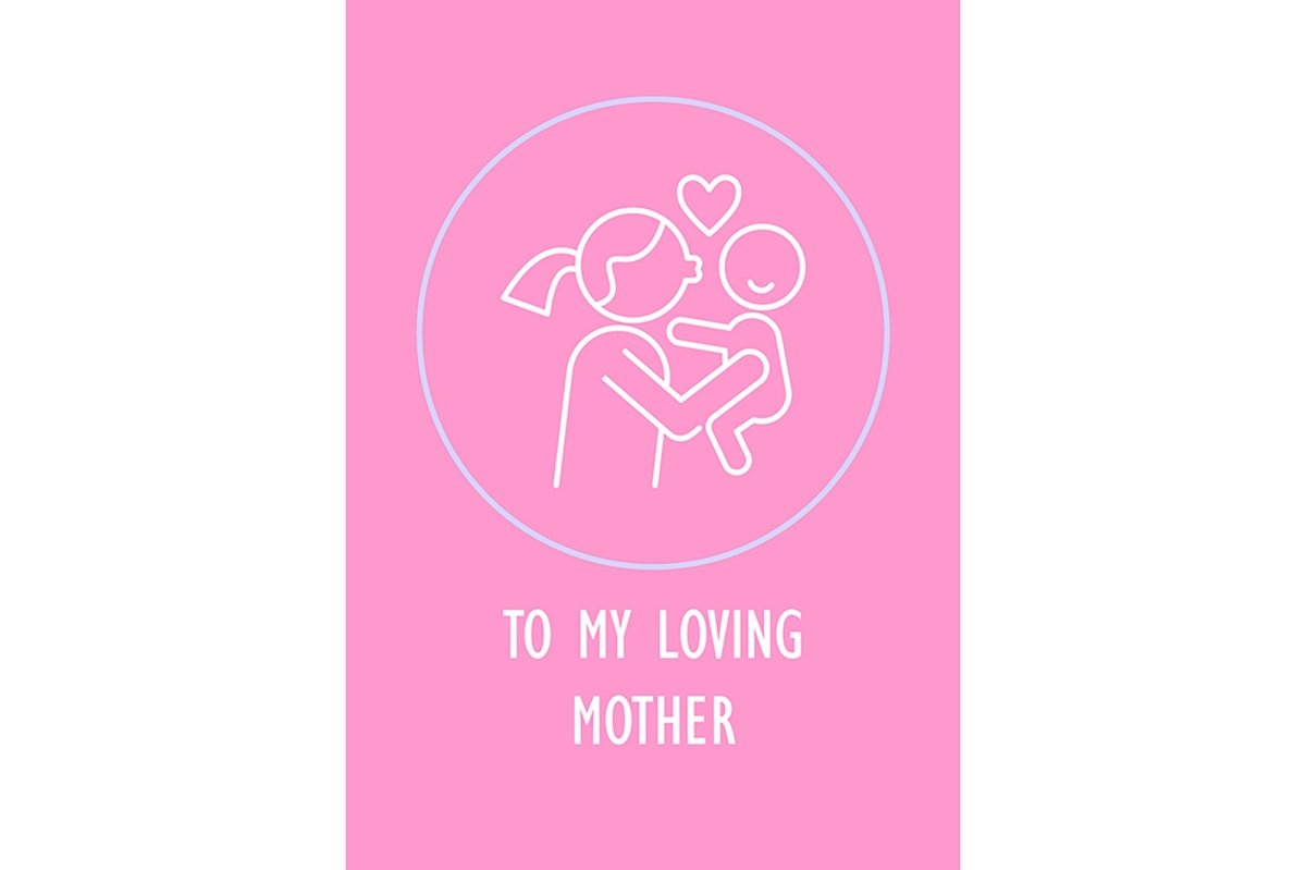 Mothers and fathers day postcard with linear glyph icon set