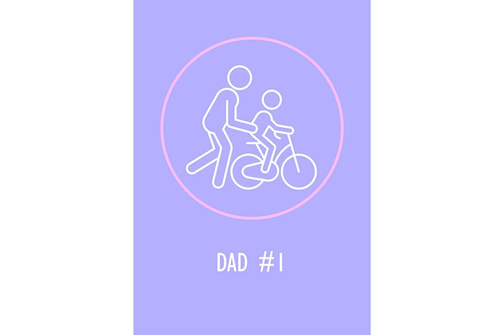 Mothers and fathers day postcard with linear glyph icon set