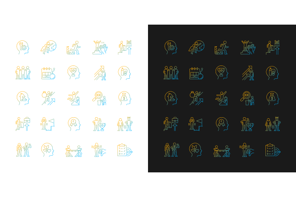 Motivation gradient icons set for dark and light mode