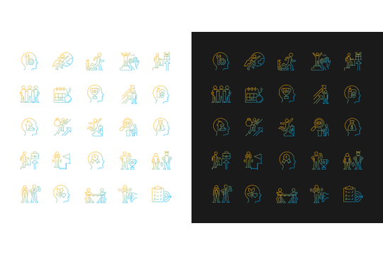 Motivation gradient icons set for dark and light mode