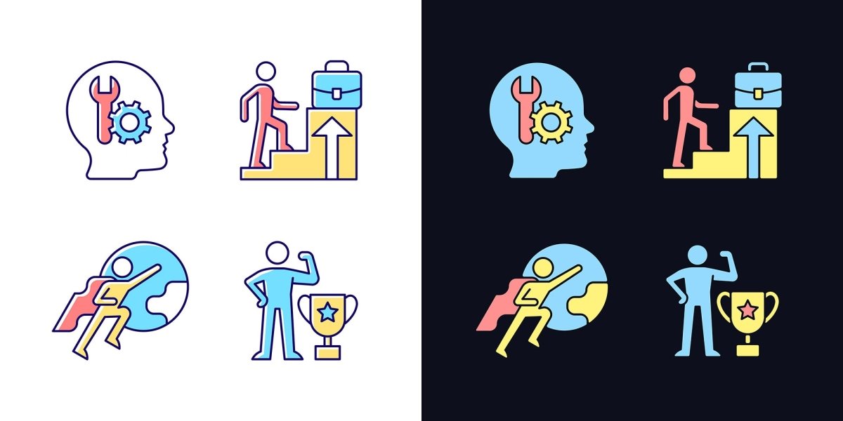 Motivation light and dark theme RGB color icons set