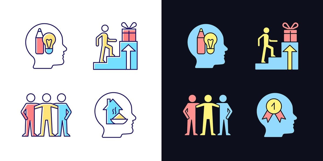 Motivation light and dark theme RGB color icons set