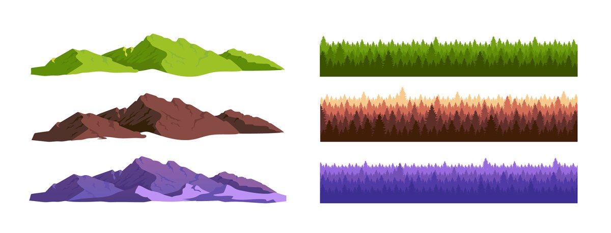 Mountains and jungles landscape bundle
