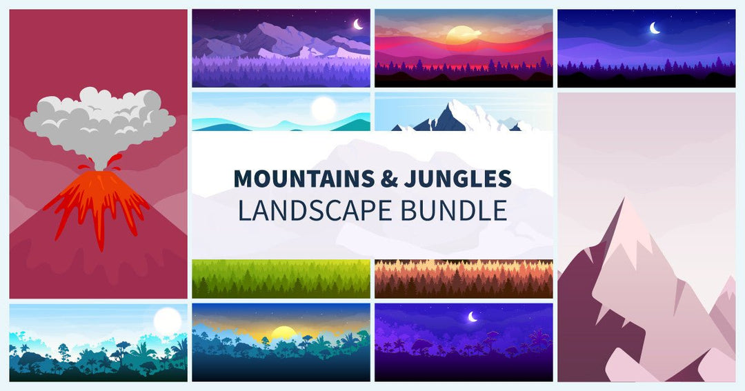 Mountains and jungles landscape bundle
