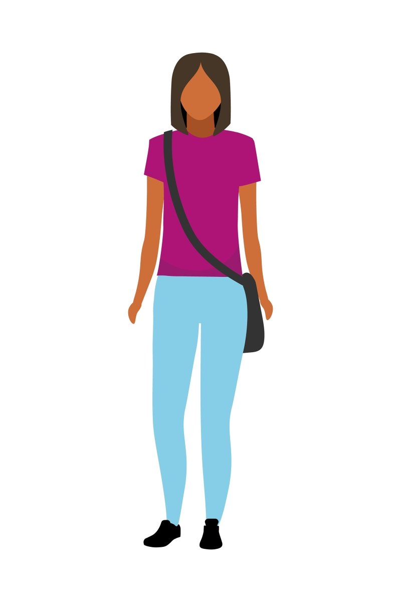 Multicultural group semi flat color vector characters