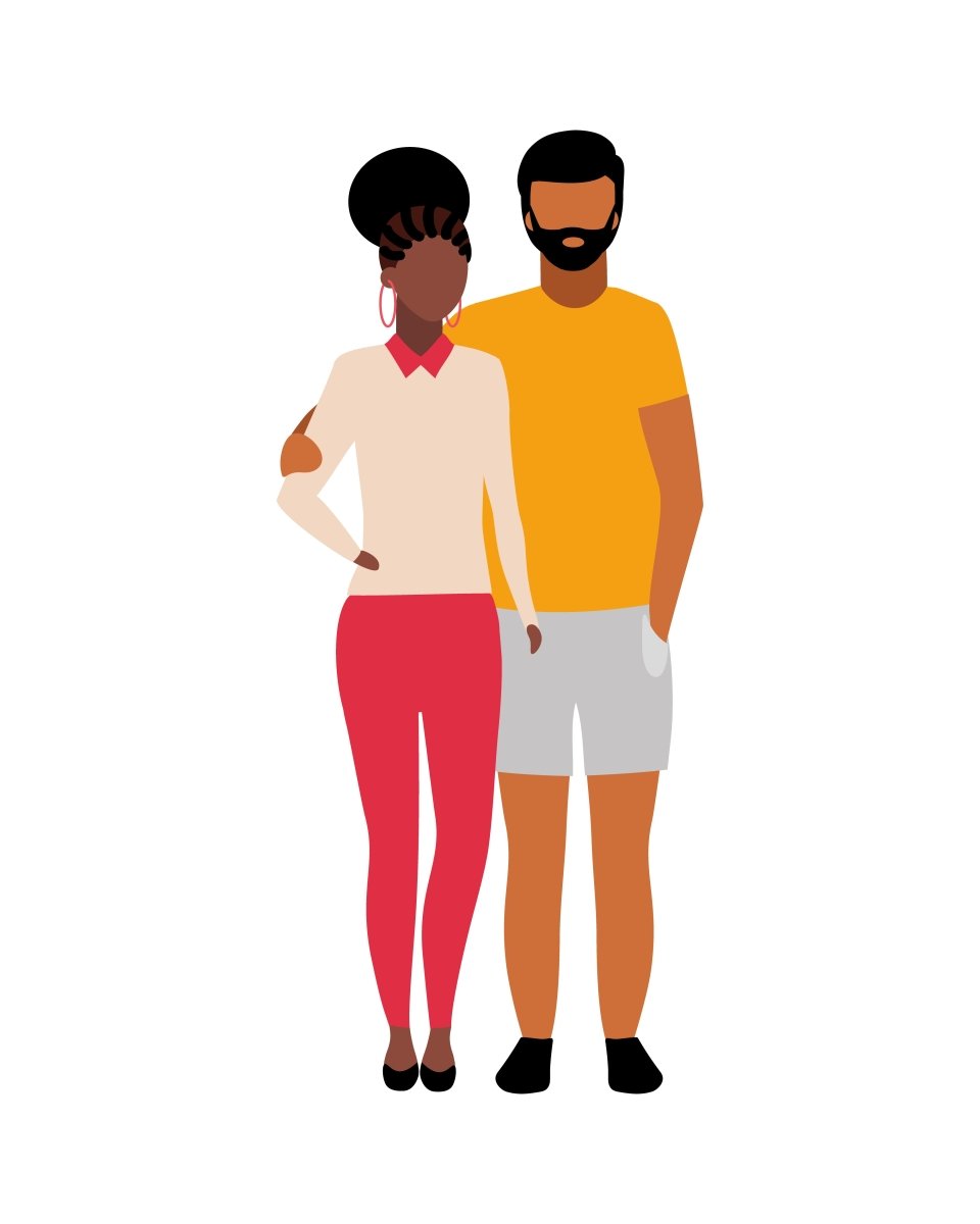 Multicultural group semi flat color vector characters