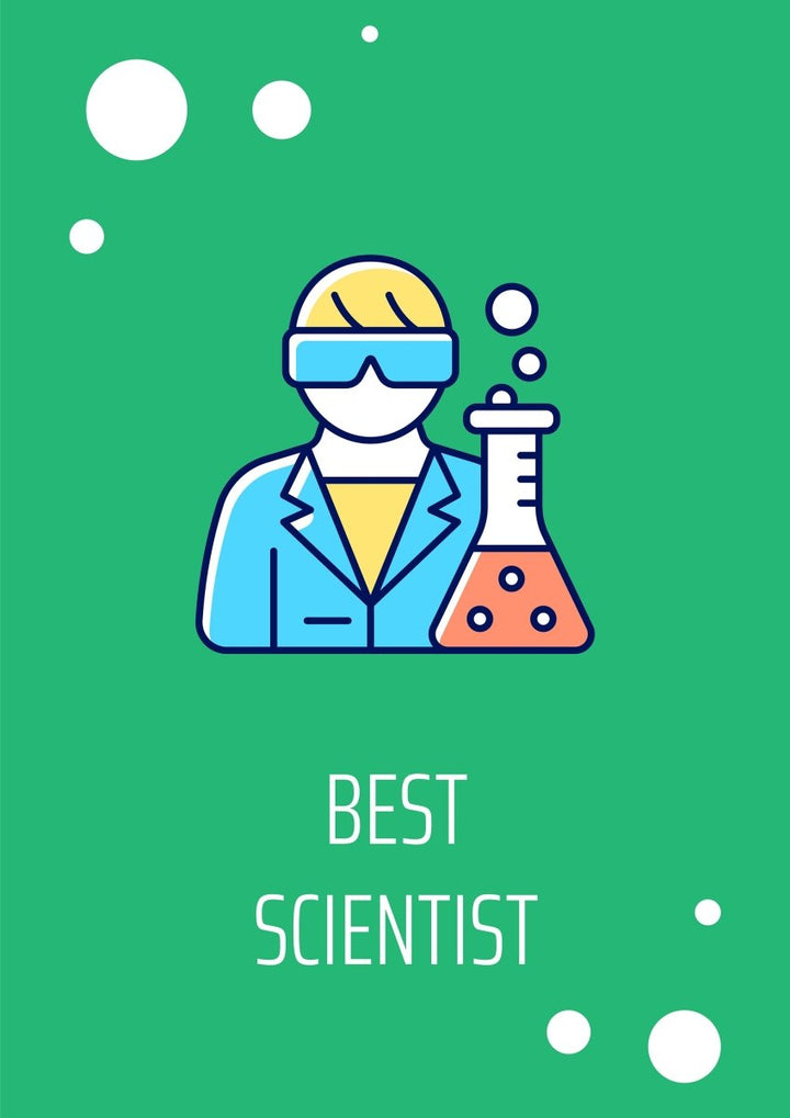 National science day celebration greeting card with color icon element set