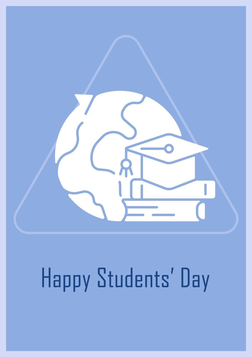 National students day greeting cards with glyph icon element set