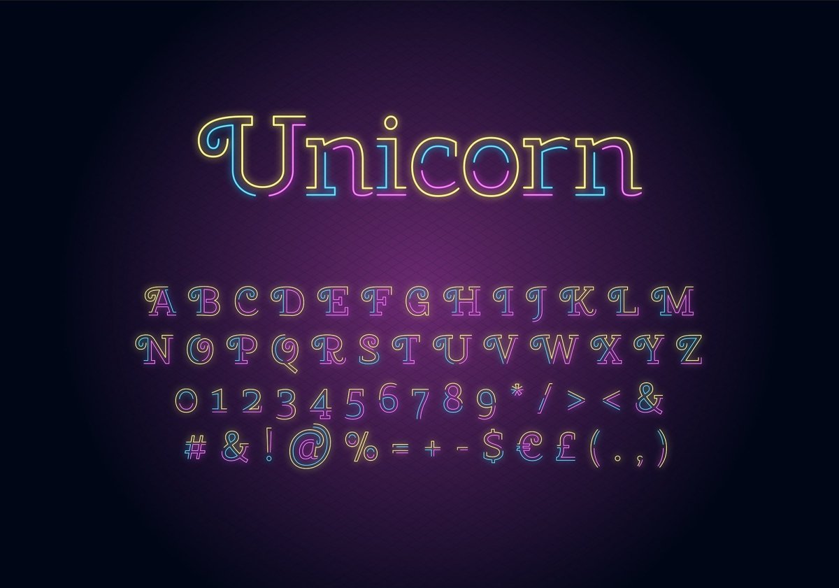 Neon light fonts bundle