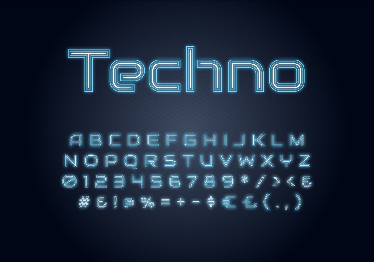 Neon light fonts bundle