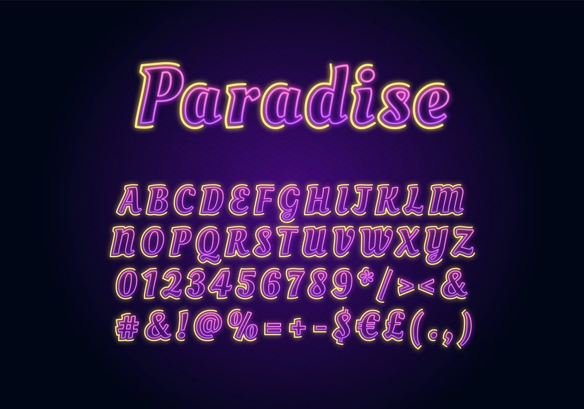Neon light fonts bundle