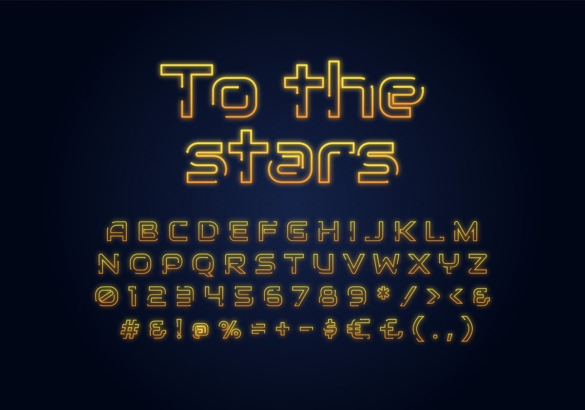 Neon light fonts bundle
