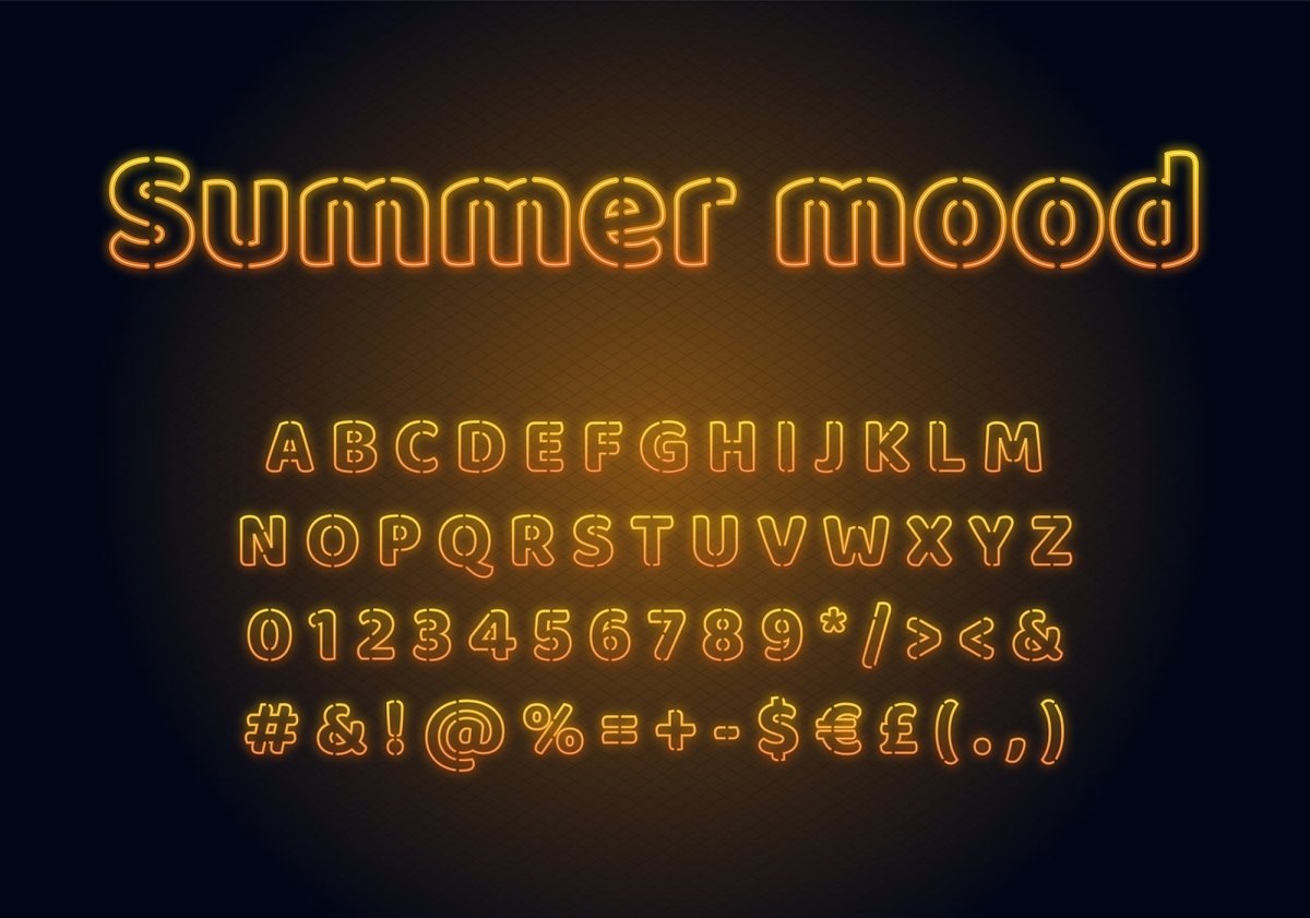 Neon light fonts bundle