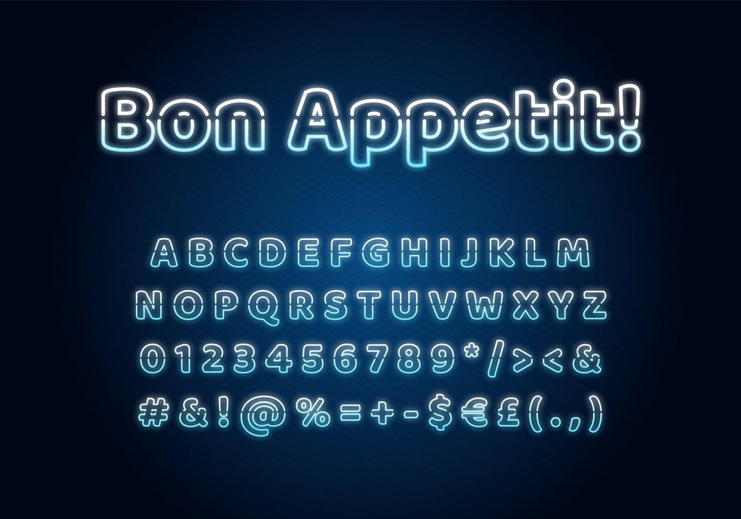 Neon light fonts bundle